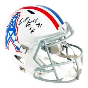 Earl Campbell Signed HOF 91 Inscription Houston Oilers Throwback 1975-80 Speed Full-Size Replica Football Helmet (JSA)