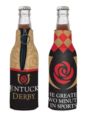 2018 Kentucky Derby Churchill Downs Black Red Tan Zip-Up Drink Bottle Hugger