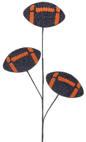 24" Glitter Triple Football Pick: Navy Blue/Orange