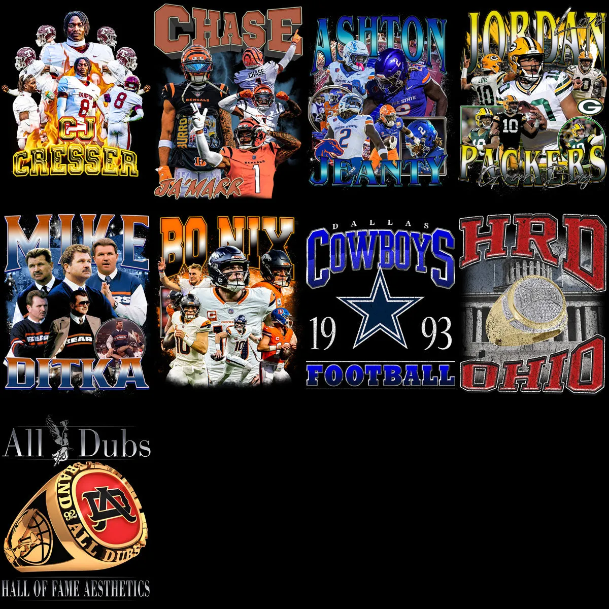 41 Football Bootleg Players & Teams Designs Bundle PNG