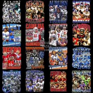 45 Football Bootleg Designs Bundle PNG