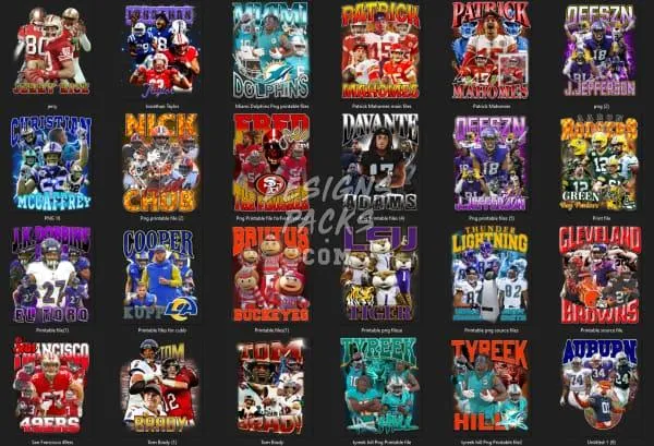 46 Football Bootleg Designs Bundle PNG