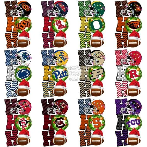 63 NCAA College Football Teams Christmas Designs Bundle PNG