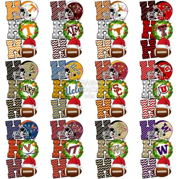 63 NCAA College Football Teams Christmas Designs Bundle PNG