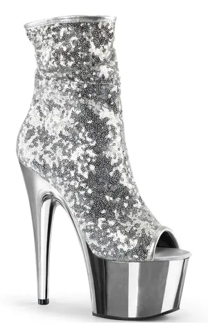 ADORE-1008SQ Silver Ankle Boots