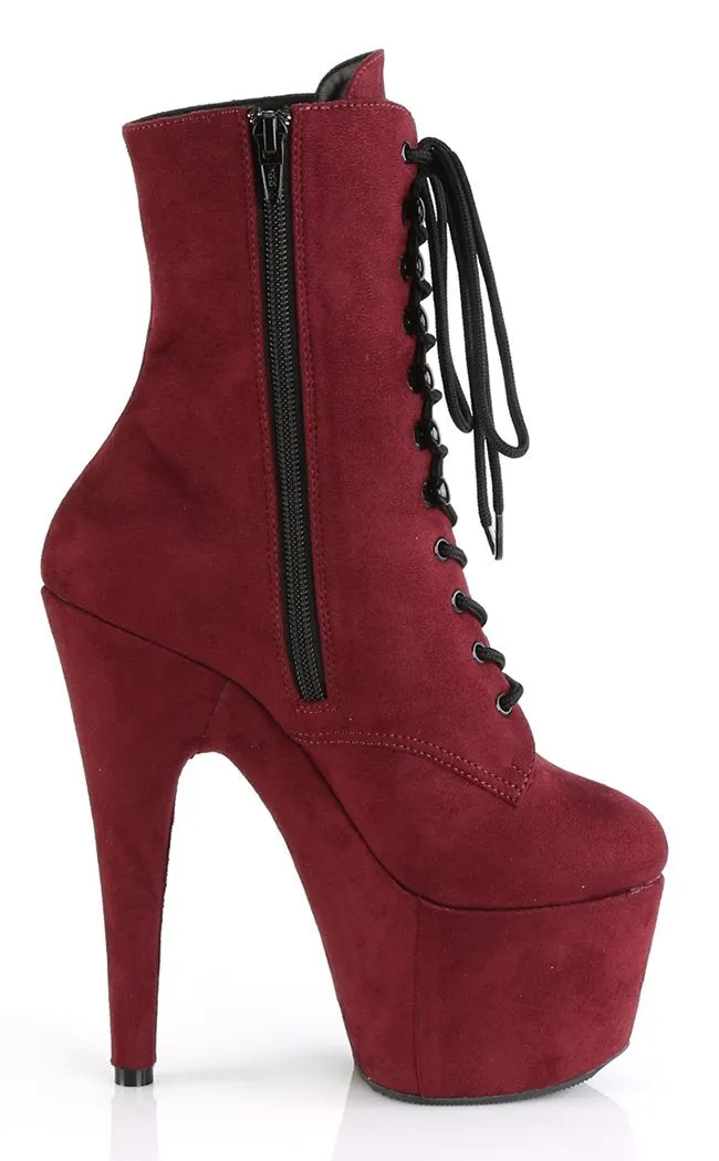 ADORE-1020FS Burgundy Suede Ankle Boots