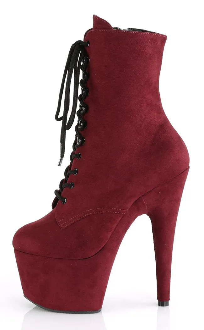 ADORE-1020FS Burgundy Suede Ankle Boots