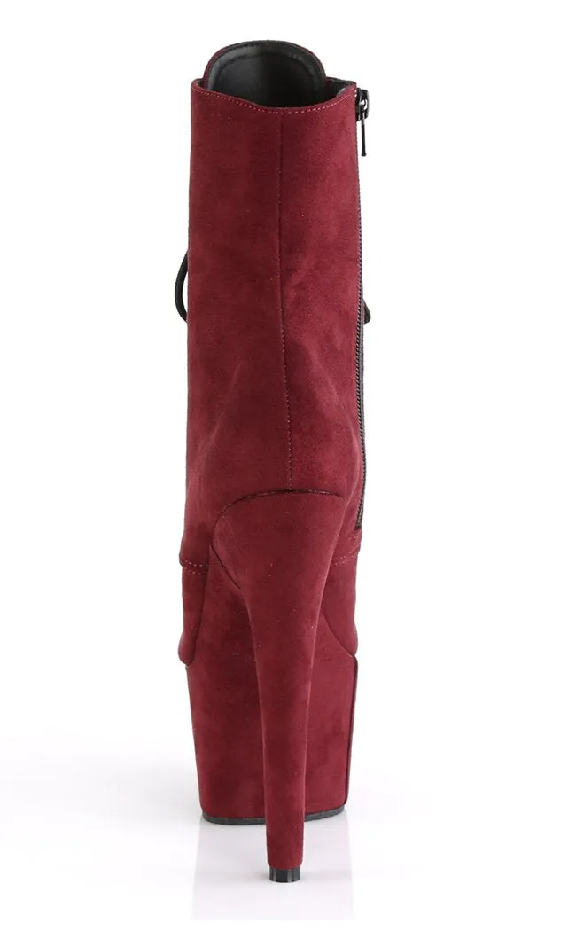 ADORE-1020FS Burgundy Suede Ankle Boots