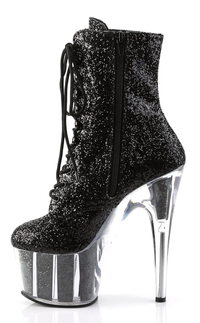 ADORE-1020G Black Glitter Ankle Boots