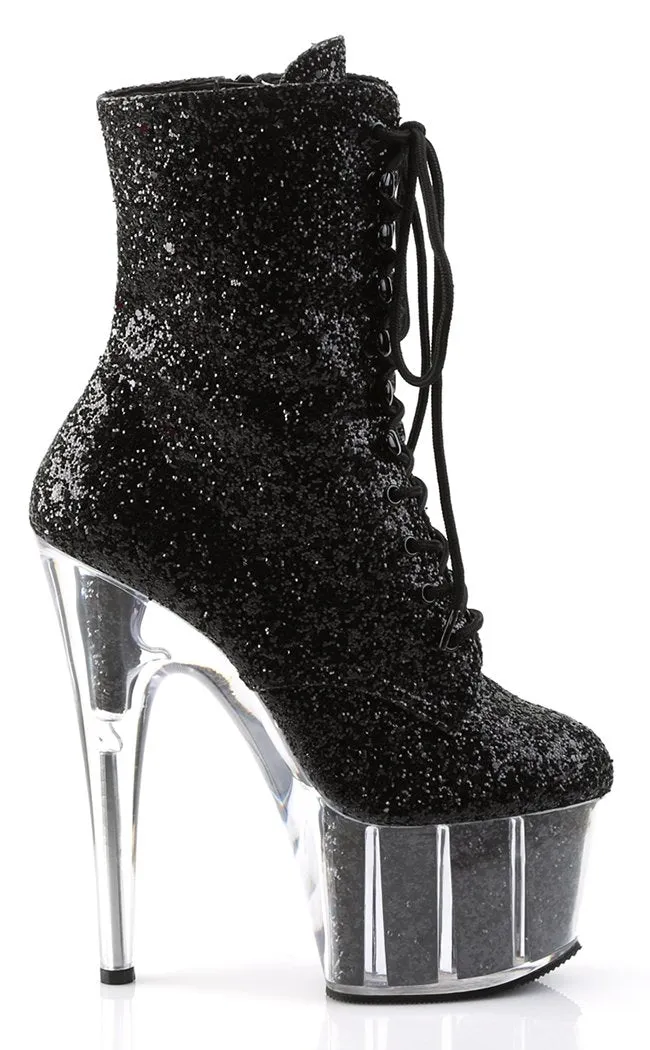 ADORE-1020G Black Glitter Ankle Boots