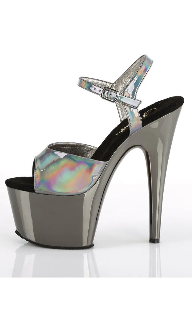 ADORE-709HGCH Pewter Hologram & Chrome Heels