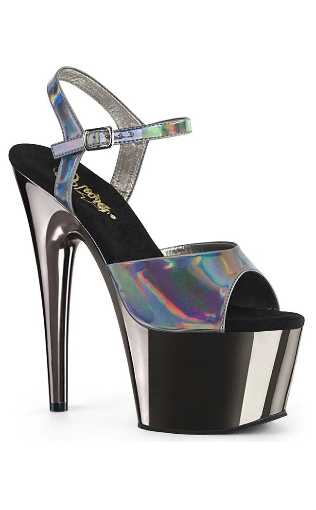 ADORE-709HGCH Pewter Hologram & Chrome Heels