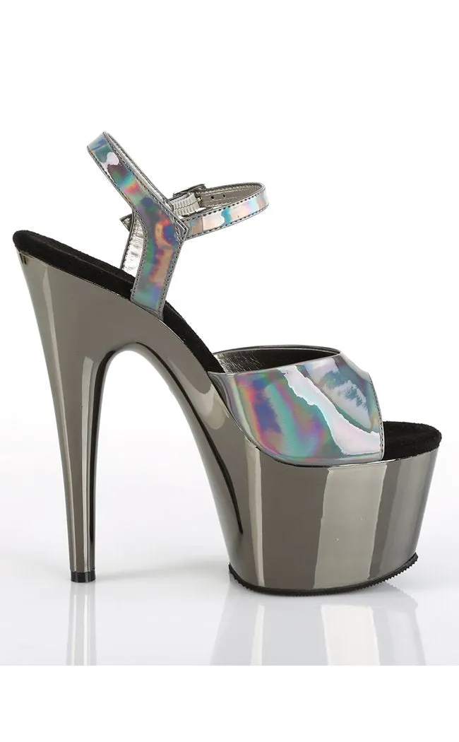 ADORE-709HGCH Pewter Hologram & Chrome Heels