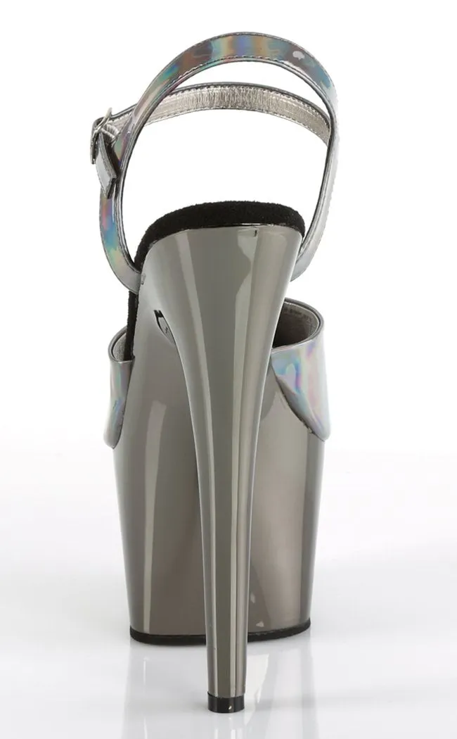 ADORE-709HGCH Pewter Hologram & Chrome Heels