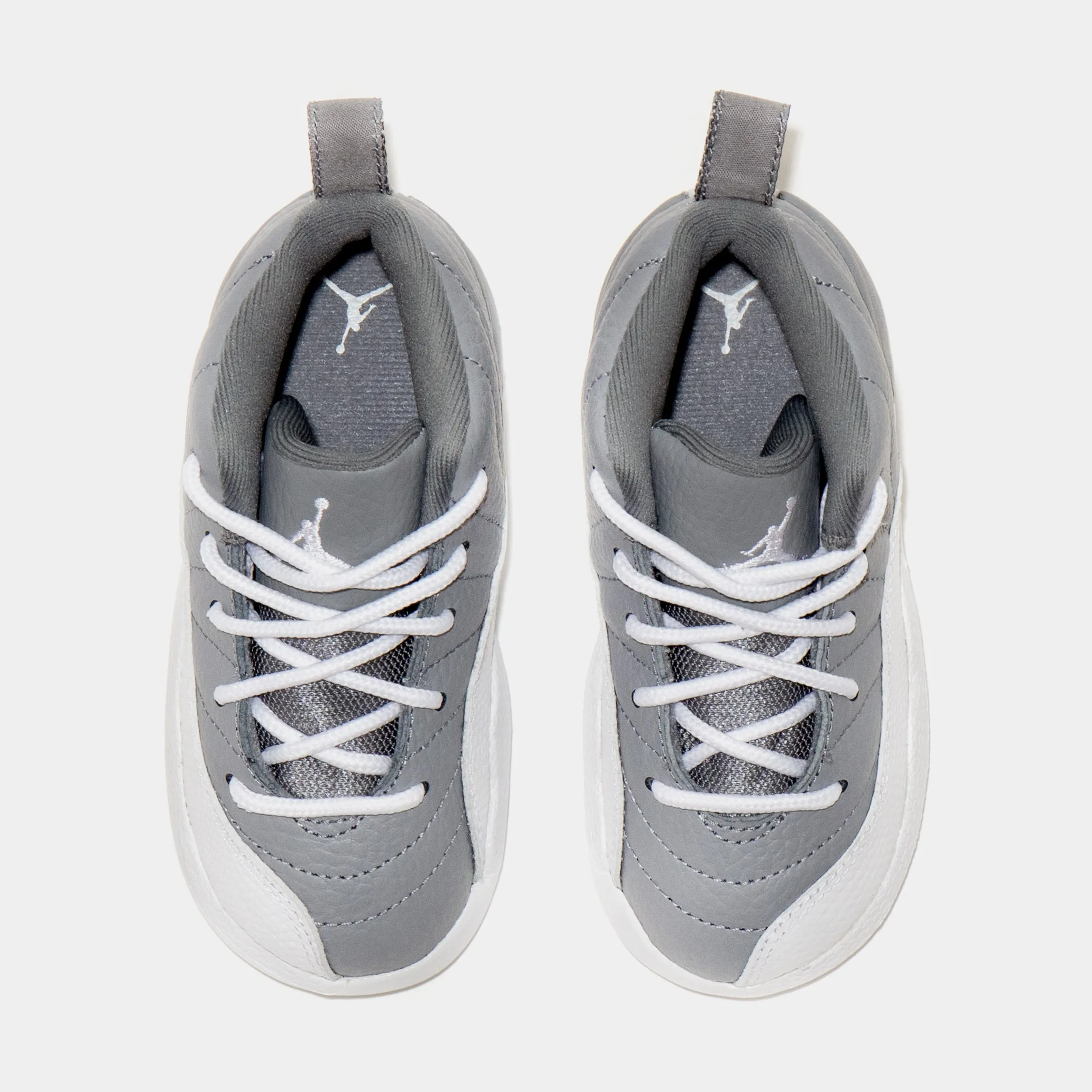 Air Jordan 12 Retro Stealth Infant Toddler Lifestyle Shoes (Grey/White) Free Shipping