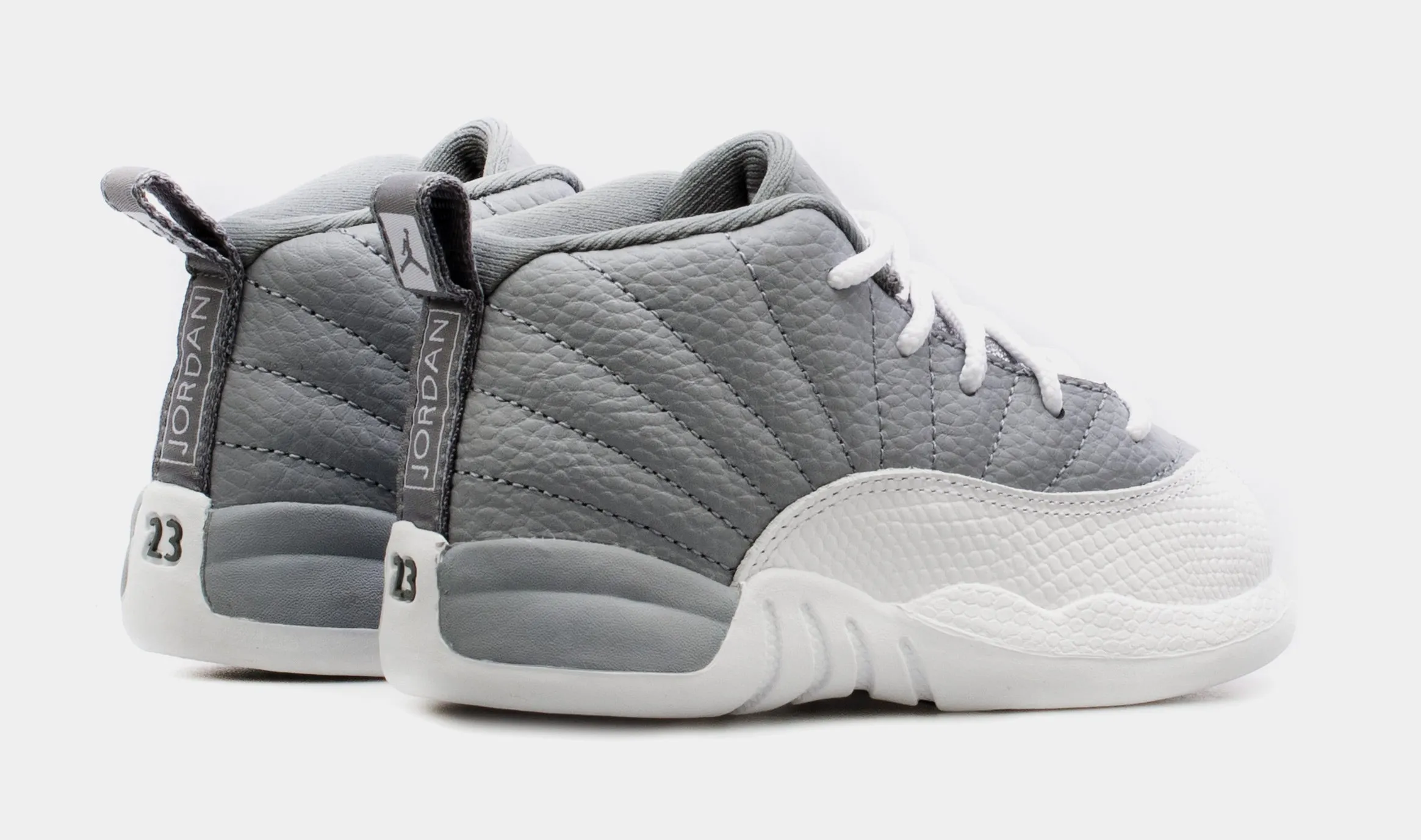 Air Jordan 12 Retro Stealth Infant Toddler Lifestyle Shoes (Grey/White) Free Shipping