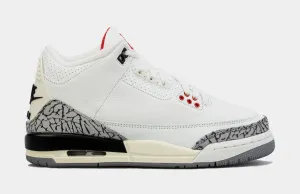 Air Jordan 3 Retro White Cement Reimagined Grade School Lifestyle Shoes (White/Grey)