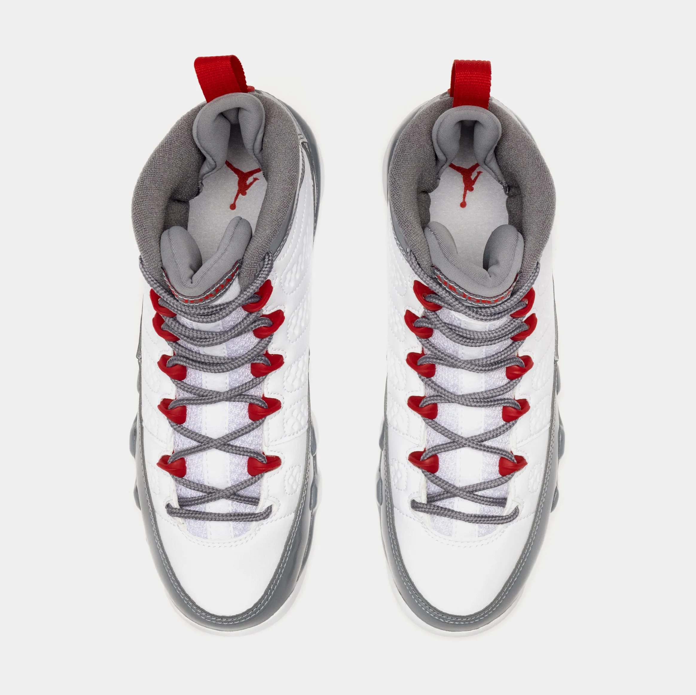 Air Jordan 9 Retro Fire Red Grade School Lifestyle Shoes (White/Red) Free Shipping