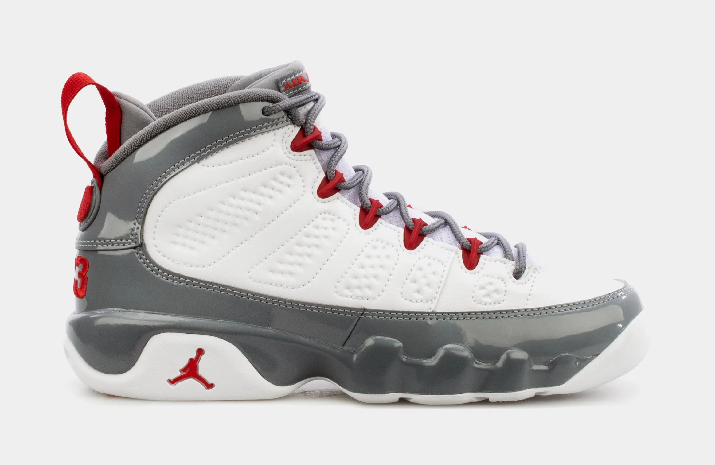 Air Jordan 9 Retro Fire Red Grade School Lifestyle Shoes (White/Red) Free Shipping