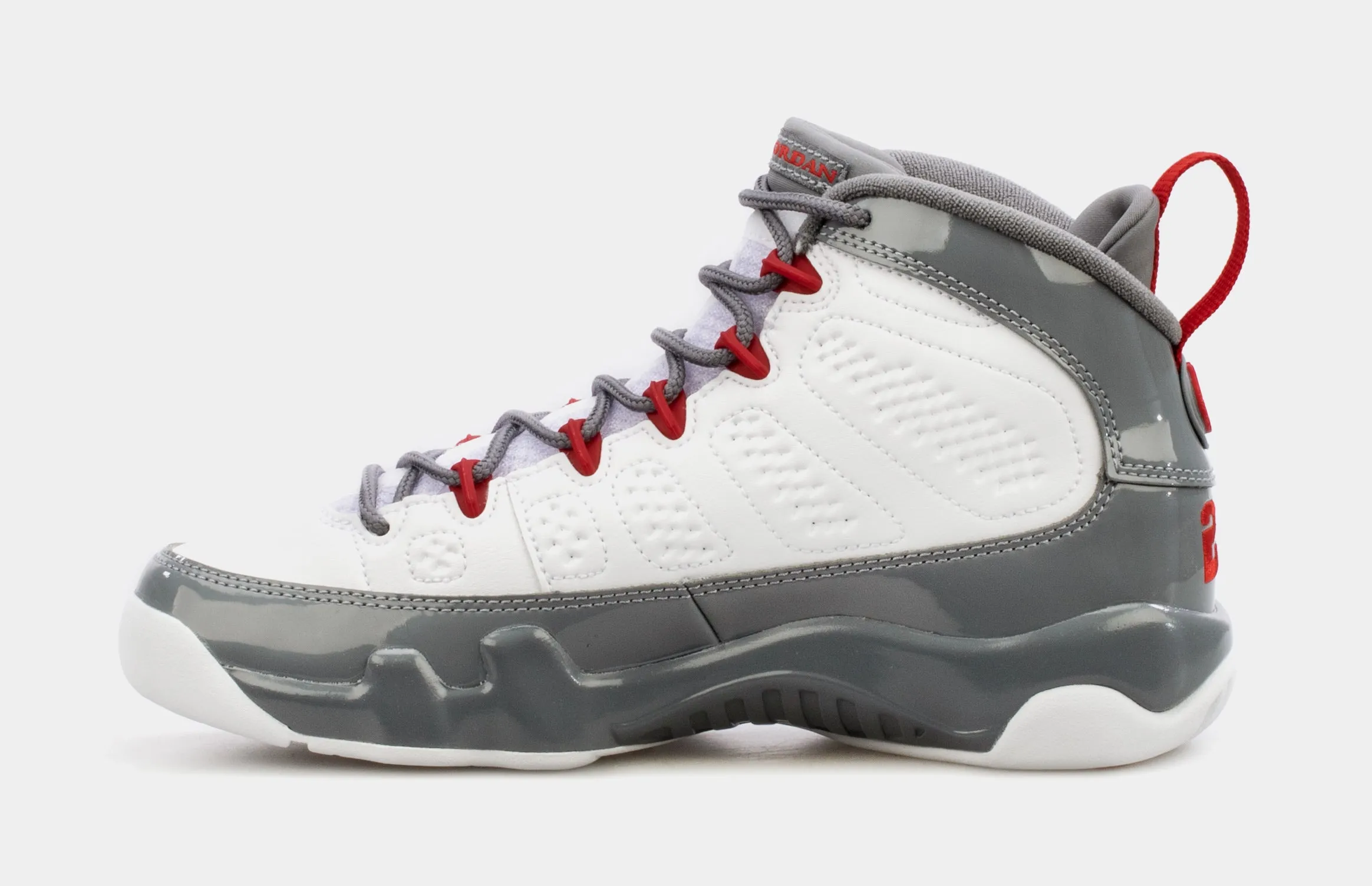 Air Jordan 9 Retro Fire Red Grade School Lifestyle Shoes (White/Red) Free Shipping