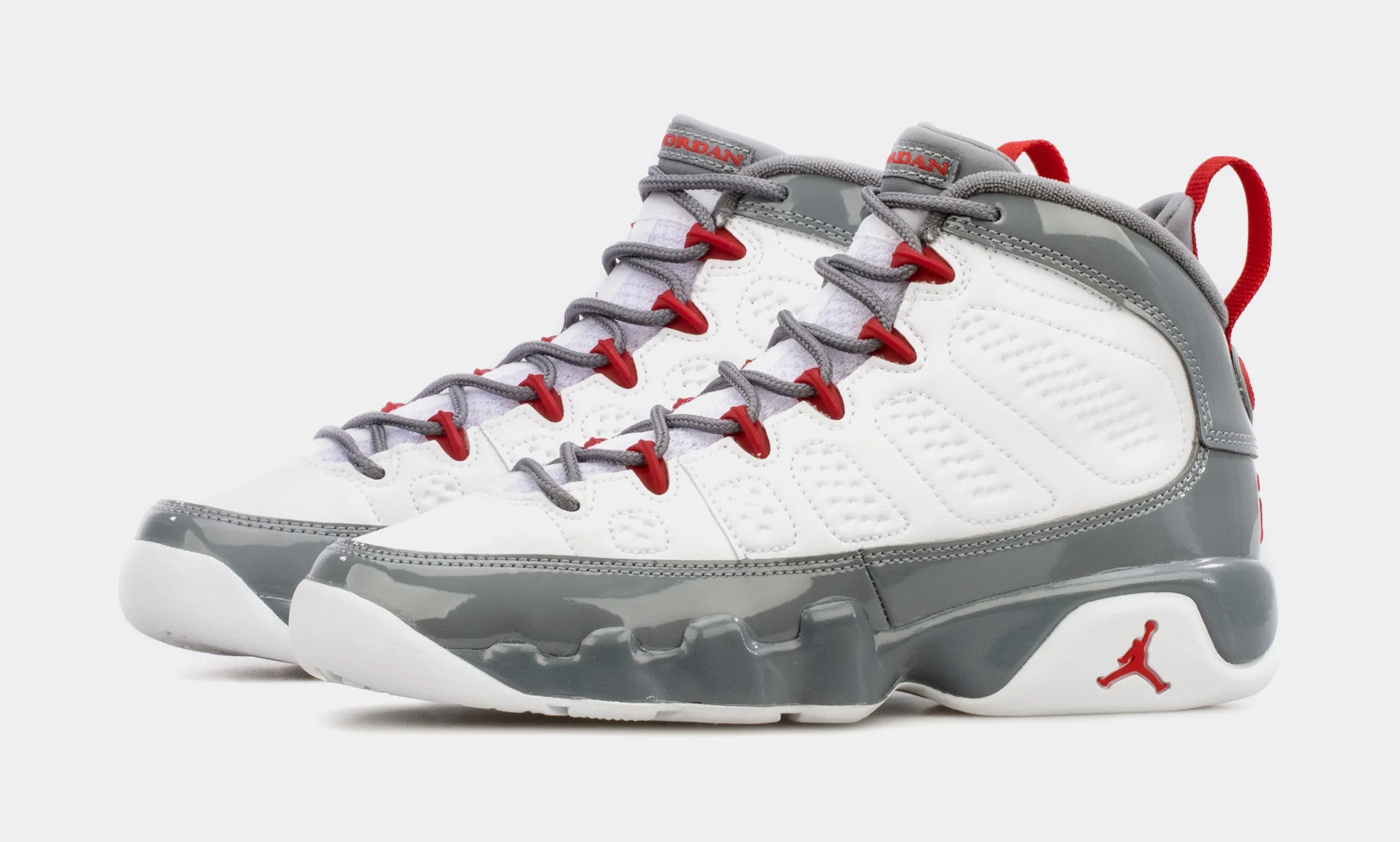 Air Jordan 9 Retro Fire Red Grade School Lifestyle Shoes (White/Red) Free Shipping