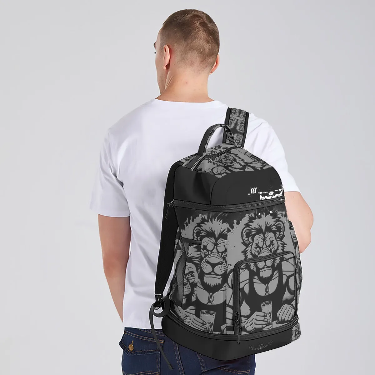 All-Over Print Multifunctional Backpack Leo line, Podcaster print