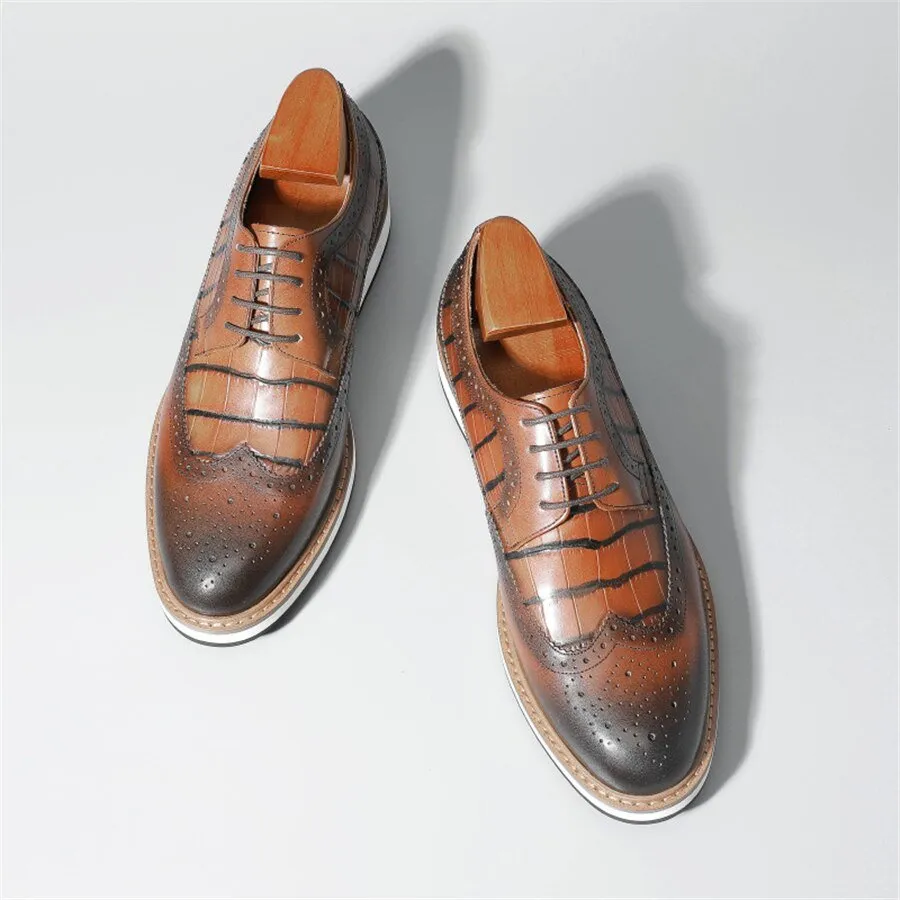 AlliLux Cow Leather Designer Brogue Casual Shoes