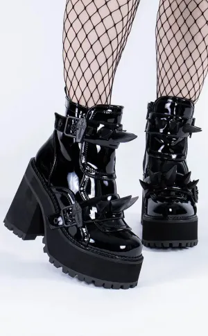 ASSAULT-72 Black Patent Ankle Boots (AU Stock)