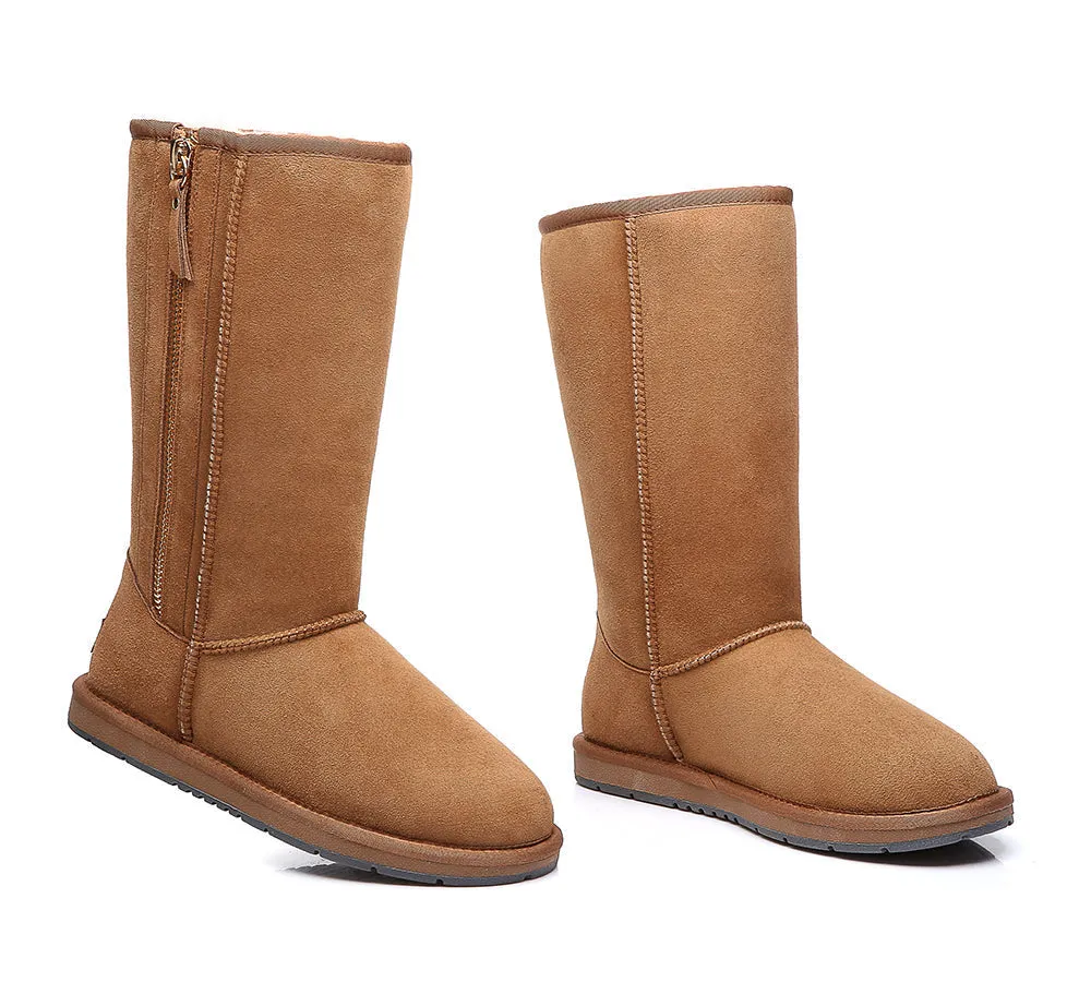 Australian Premium Double Face Sheepskin Tall Side Zip Water Resistant Boots