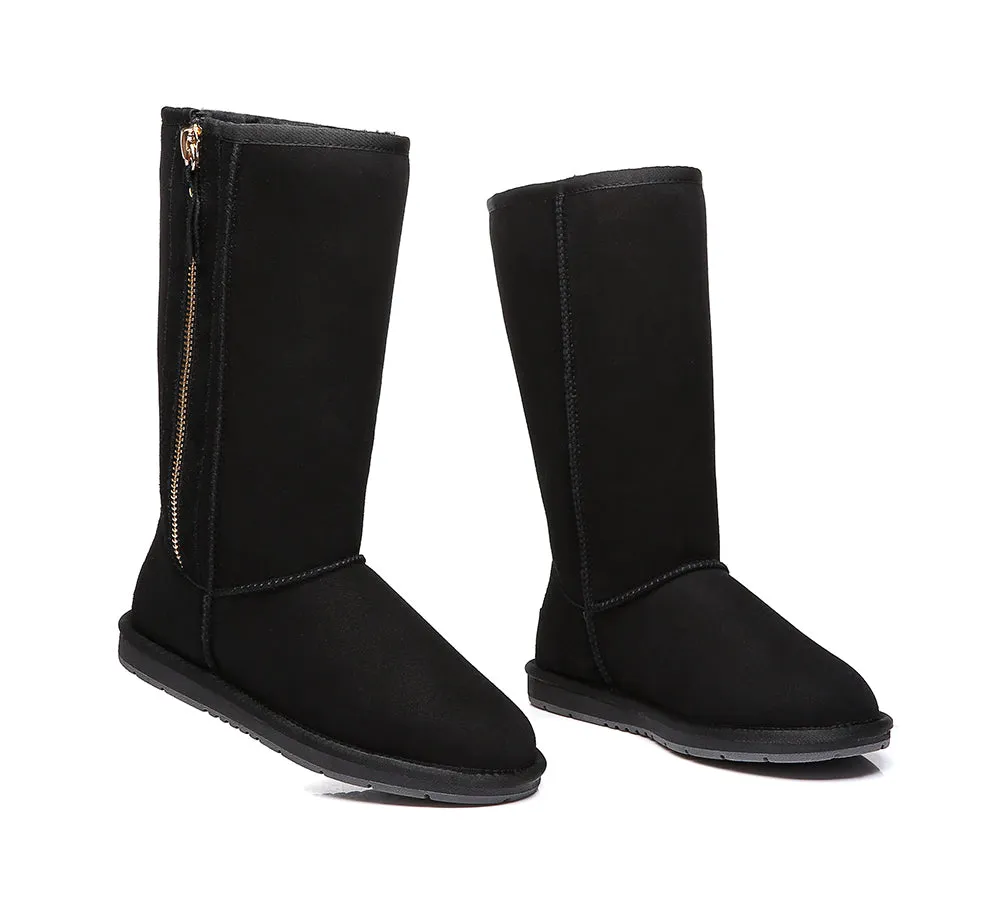 Australian Premium Double Face Sheepskin Tall Side Zip Water Resistant Boots