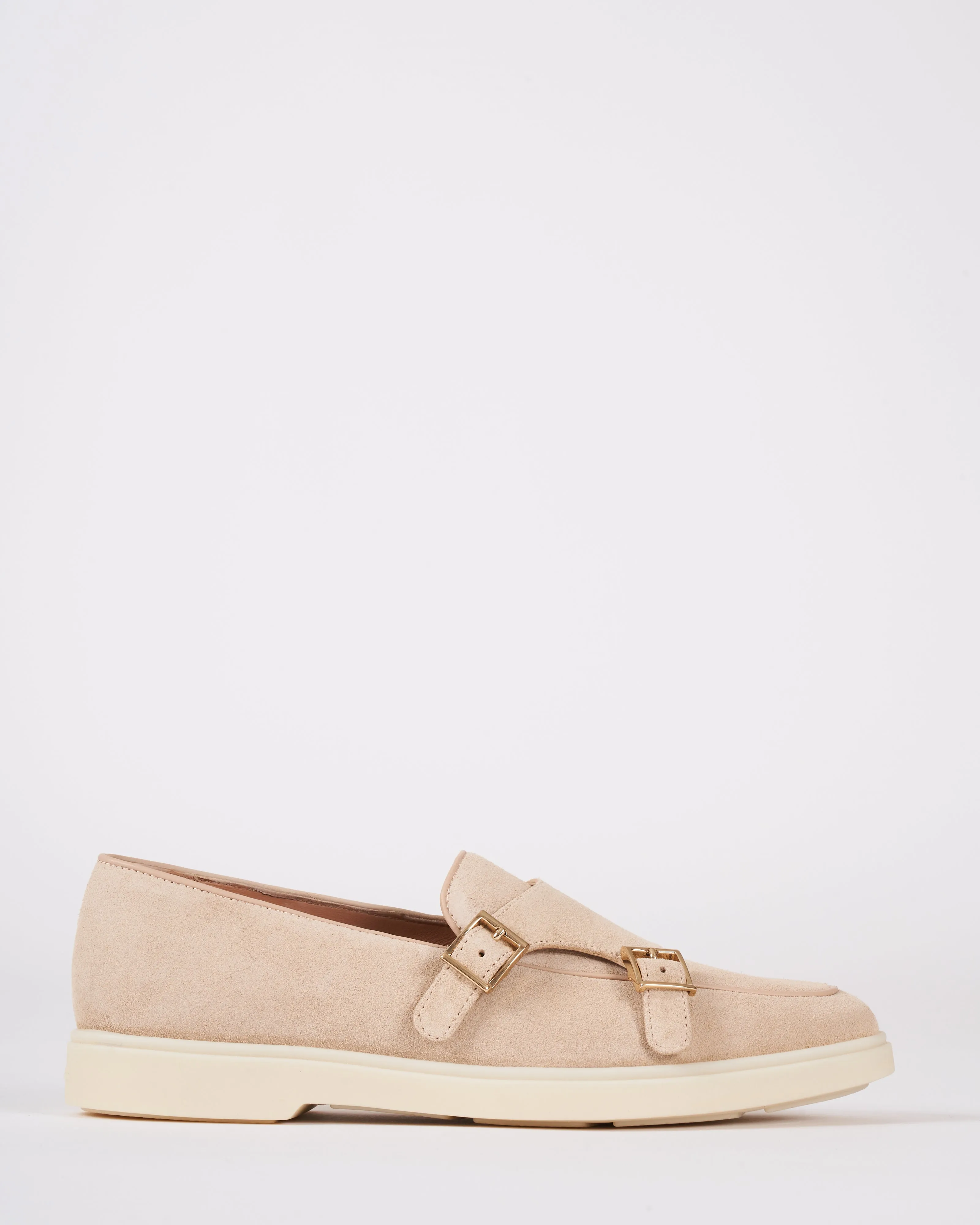 avocado suede 2 buckle loafer - suede pink