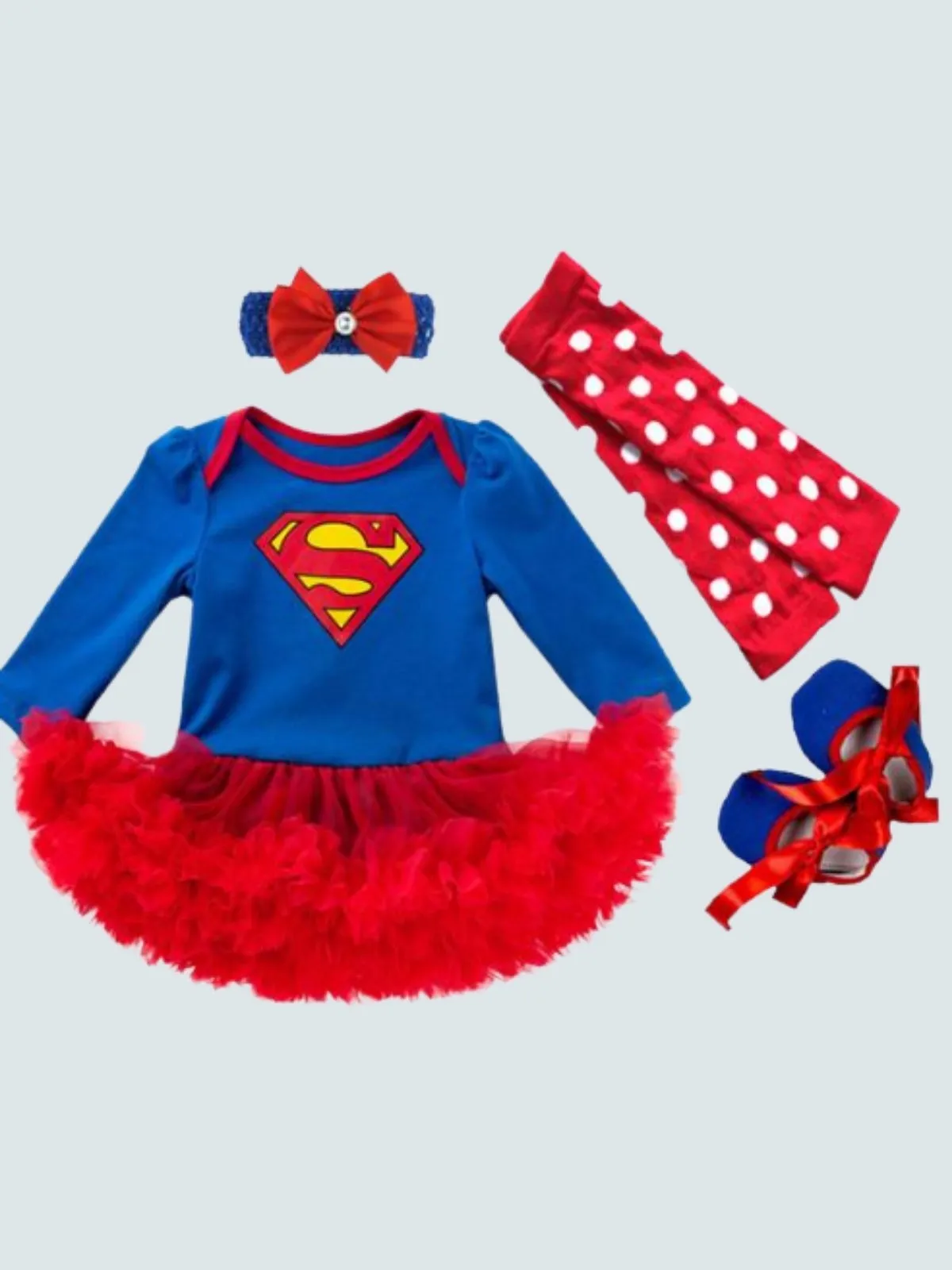 Baby Superwomen Onesie with Matching Socks, Headband, and Shoes