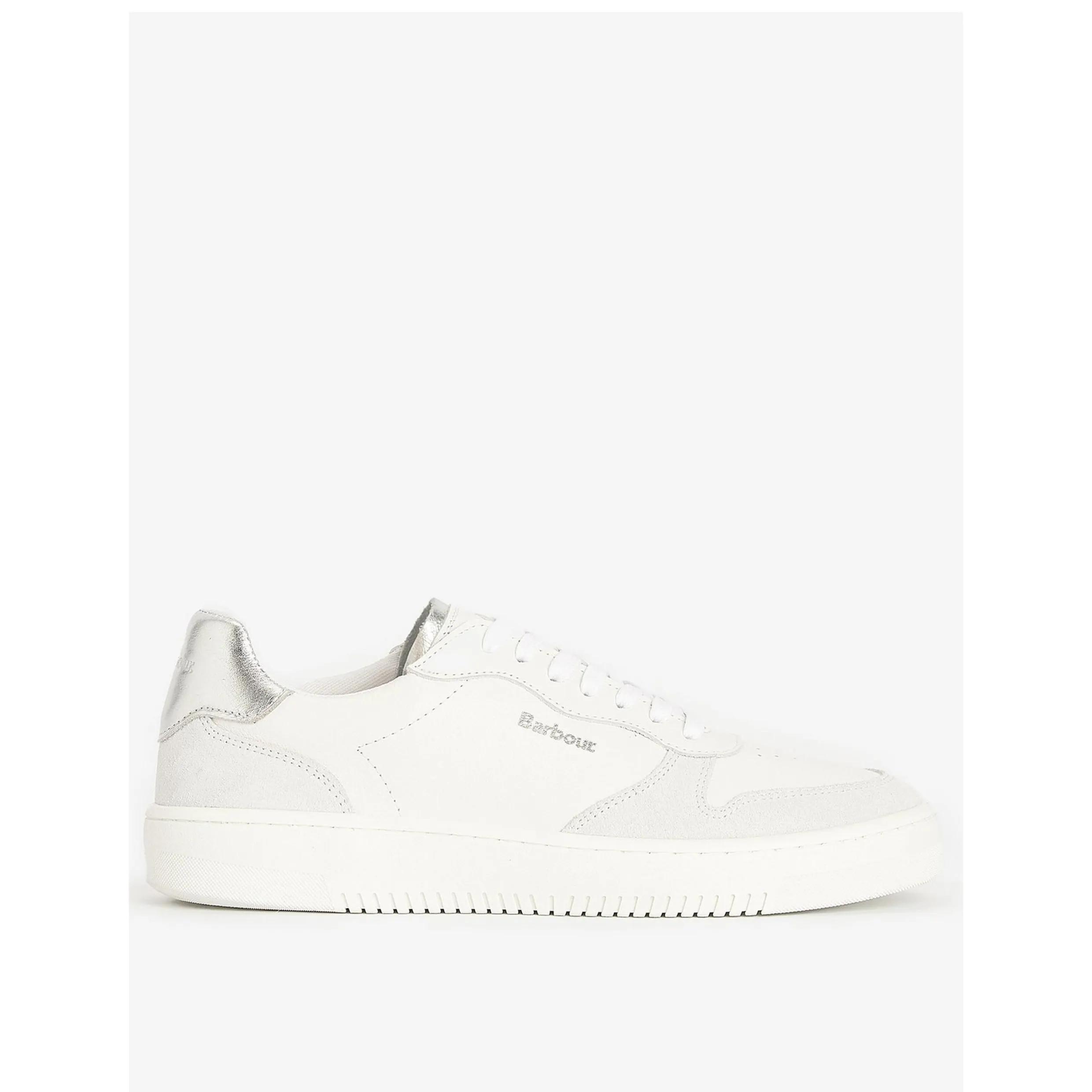 Barbour Celeste Suede Leather Trainers 0691 In White/Silver