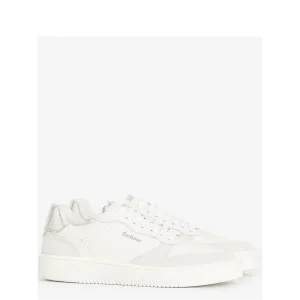 Barbour Celeste Suede Leather Trainers 0691 In White/Silver