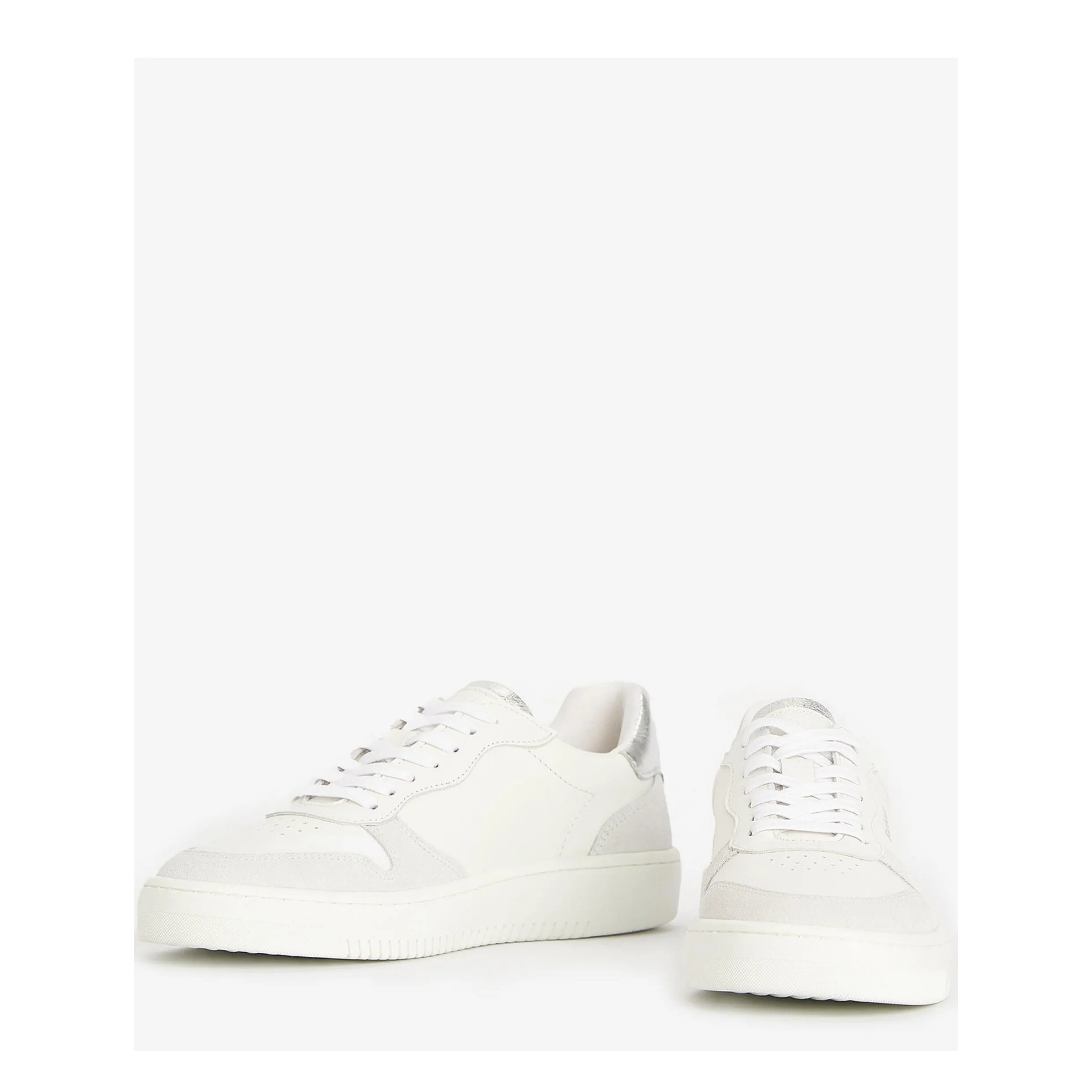 Barbour Celeste Suede Leather Trainers 0691 In White/Silver