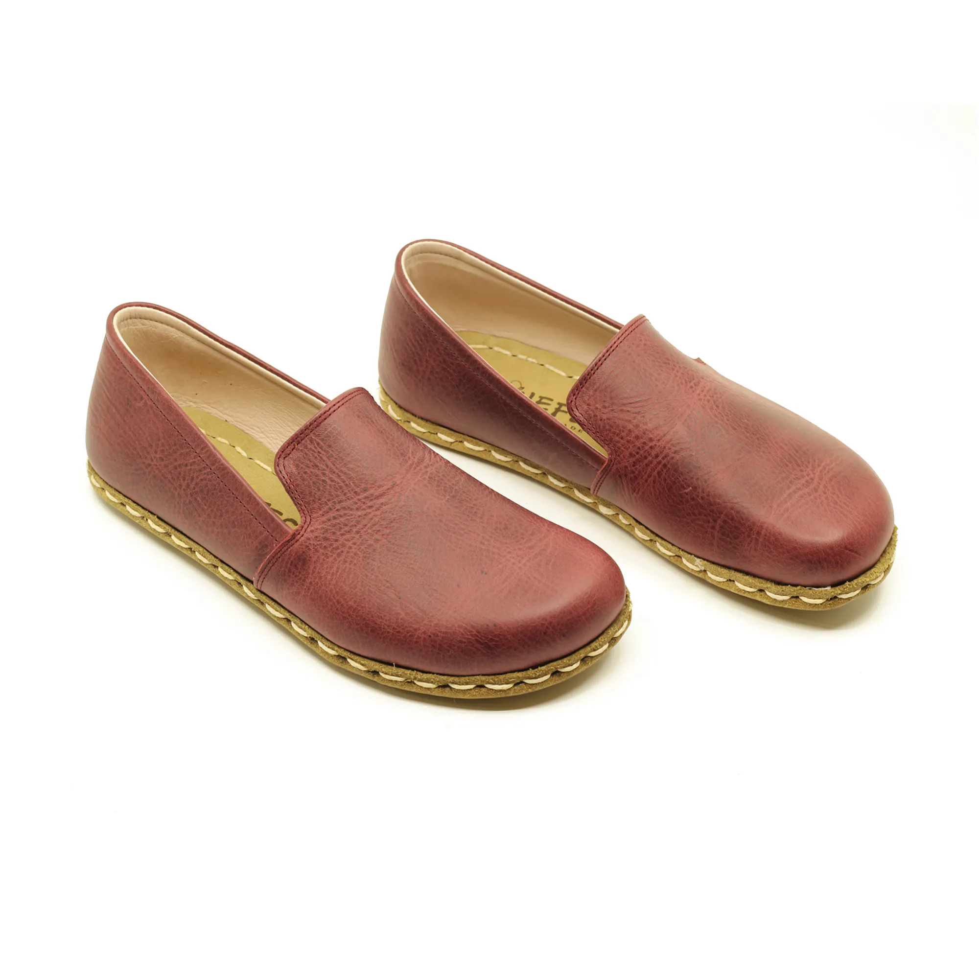 Barefoot Burgundy Leather Women's Shoes "Modern Style"