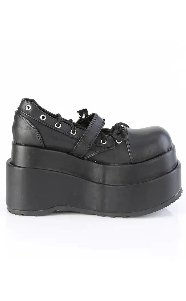 BEAR-23 Black Vegan Leather Platform Mary Janes