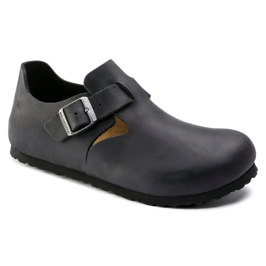 BIRKENSTOCK LONDON CLASSIC FOOTBED SHOE - BLACK OILED LEATHER