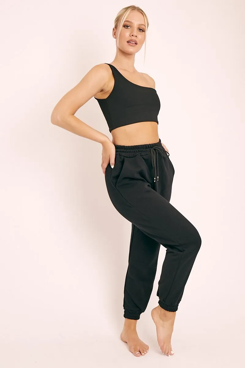 Black Drawstring Waist Joggers - Charley