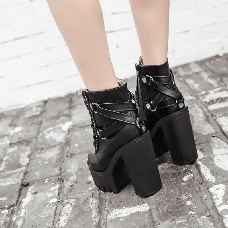 Black Gothic High Platform Ankle Boots