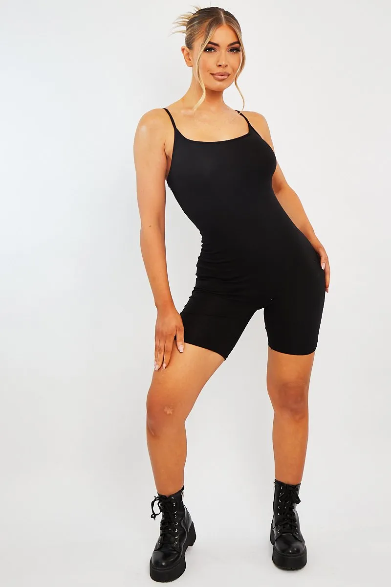 Black Jersey Scoop Neck Unitard - Patsy