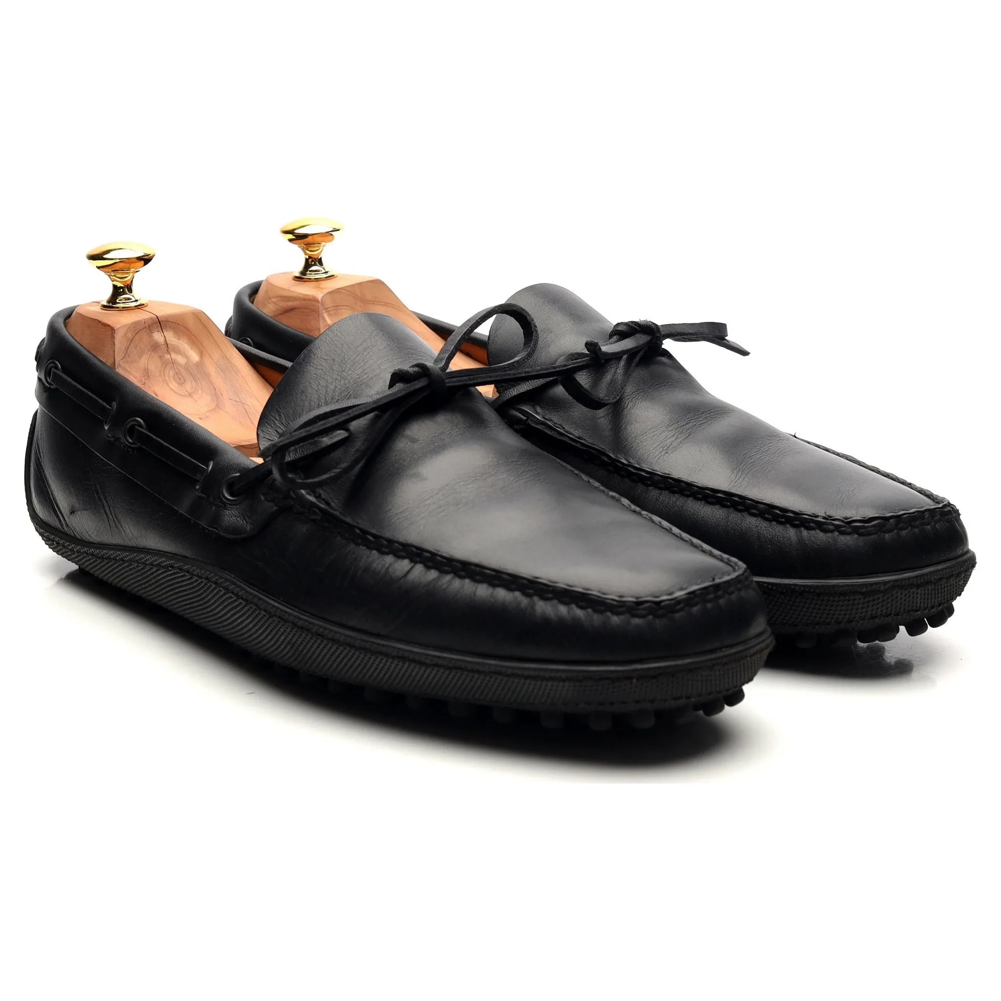 Black Leather Driving Loafers UK 10