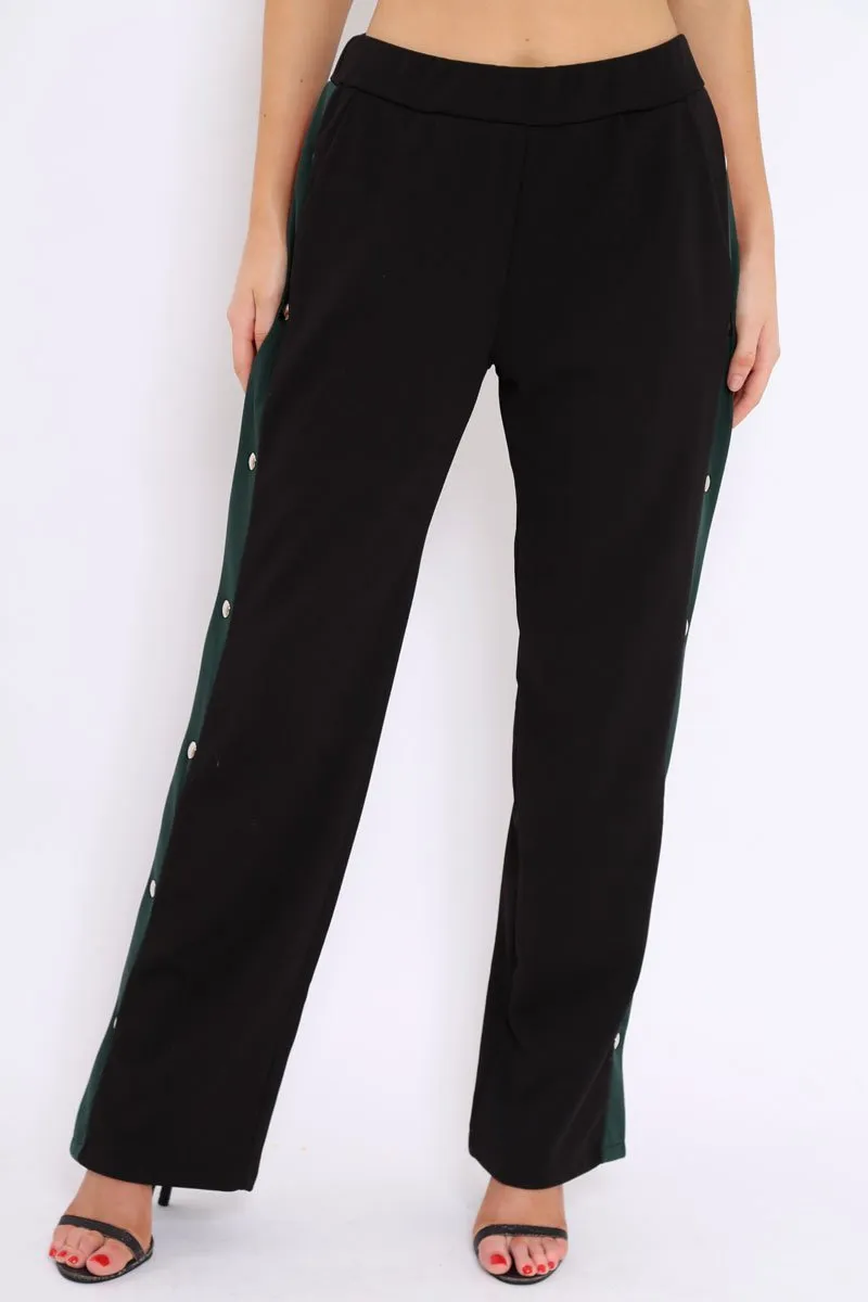 Black Popper Tailored Trousers with Red and Khaki Stripe - Simona