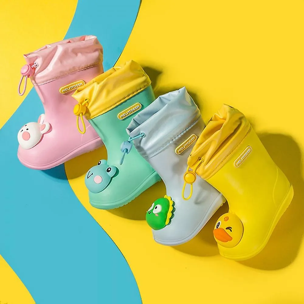 Blue 130Children's Cartoon Pvc Rubber Waterproof Rain Boots Fashion Classic Baby Water Shoes Rabbit Frog Dolls Boys Girls