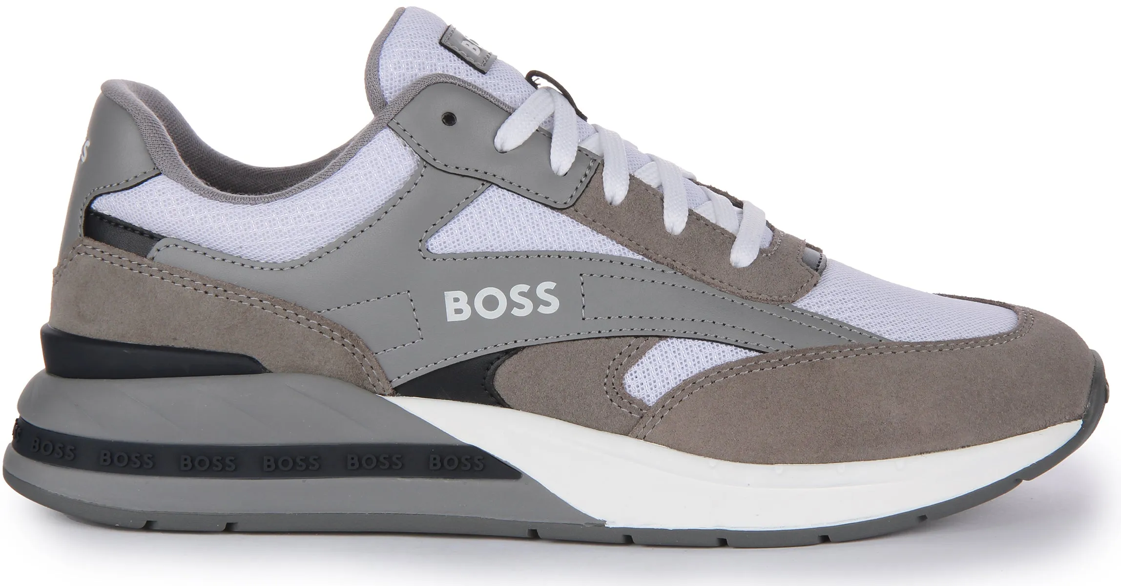 Boss Kurt Runner Suede In Grey White