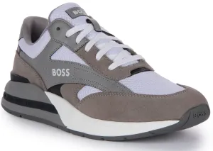 Boss Kurt Runner Suede In Grey White