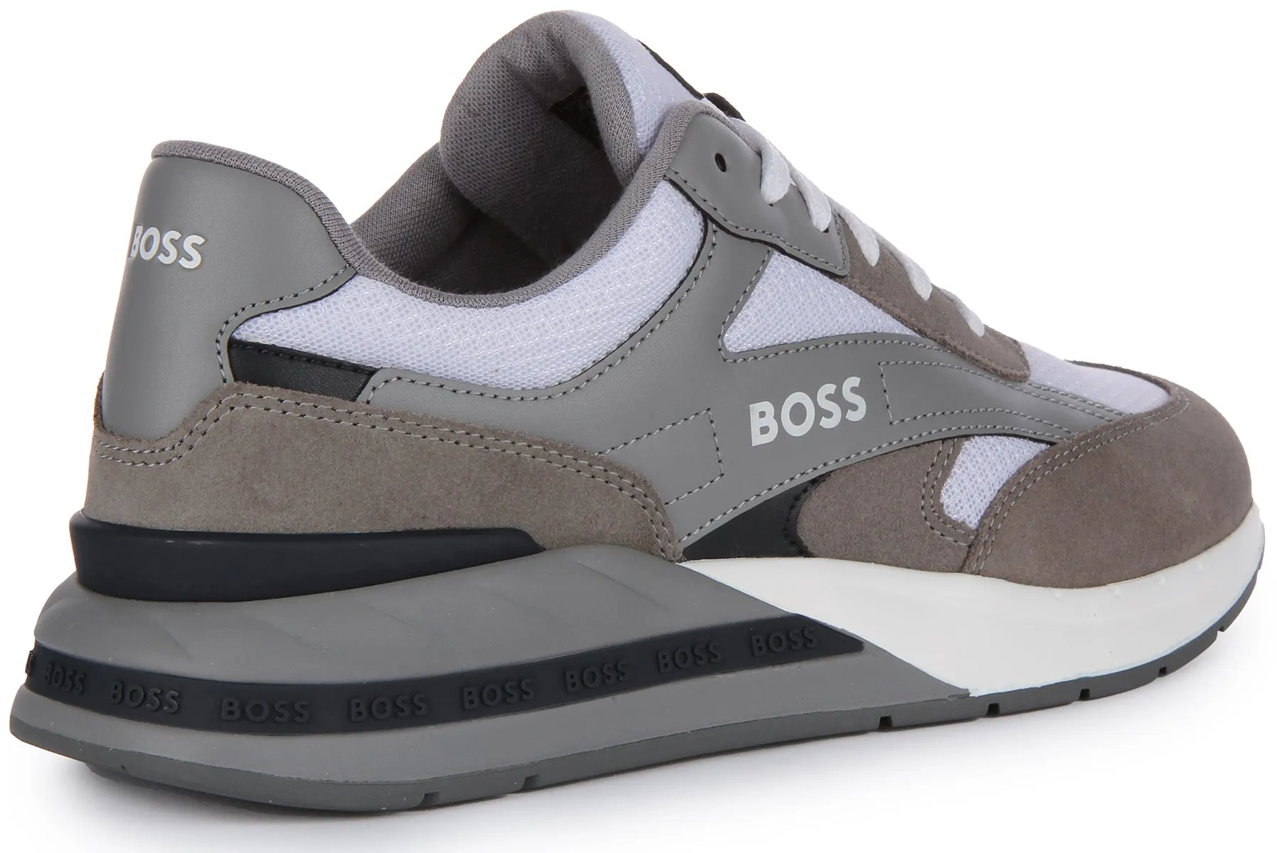 Boss Kurt Runner Suede In Grey White