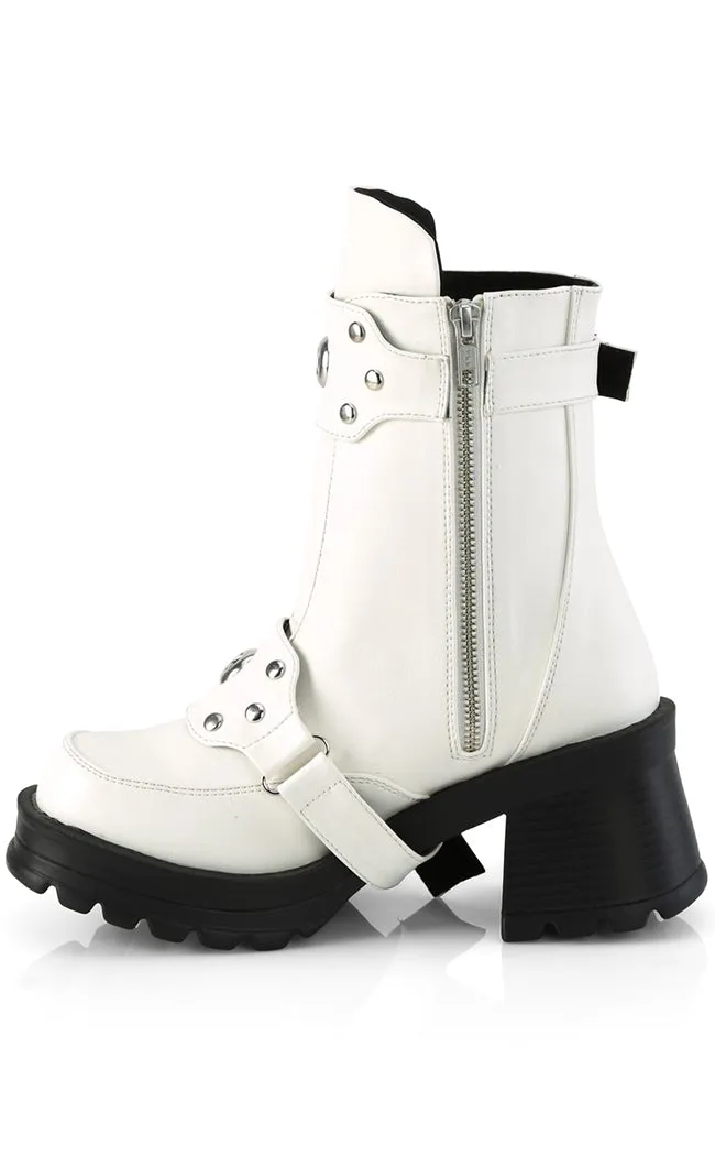 BRATTY-56 White Matte Ankle Boots