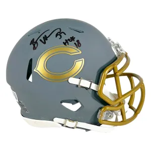 Brian Urlacher Signed HOF 18 Inscription Chicago Bears Slate Alternate Speed Mini Football Helmet (Beckett)