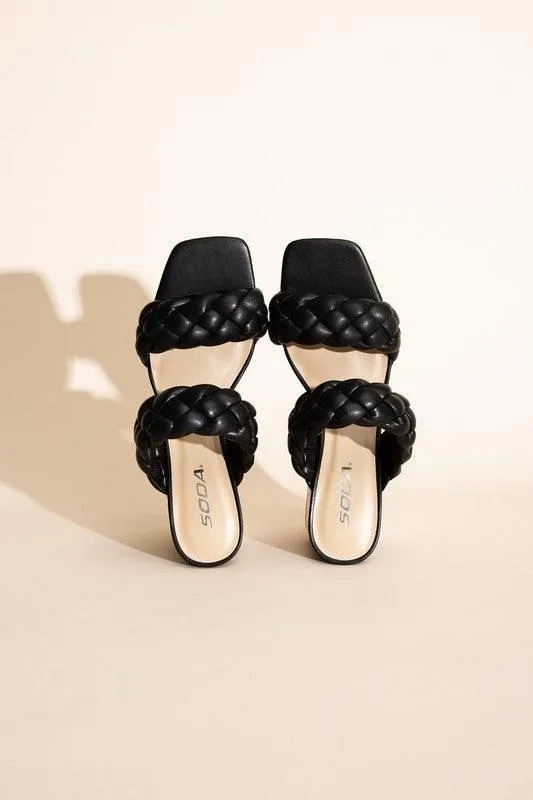 Buggy Braided Strap Mule Heels